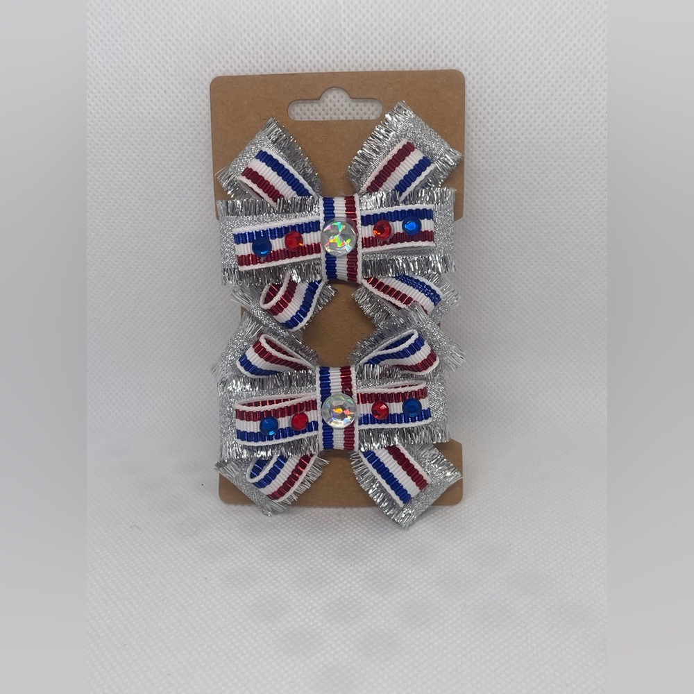 Silver and Multicolor Kids Hair Bows
